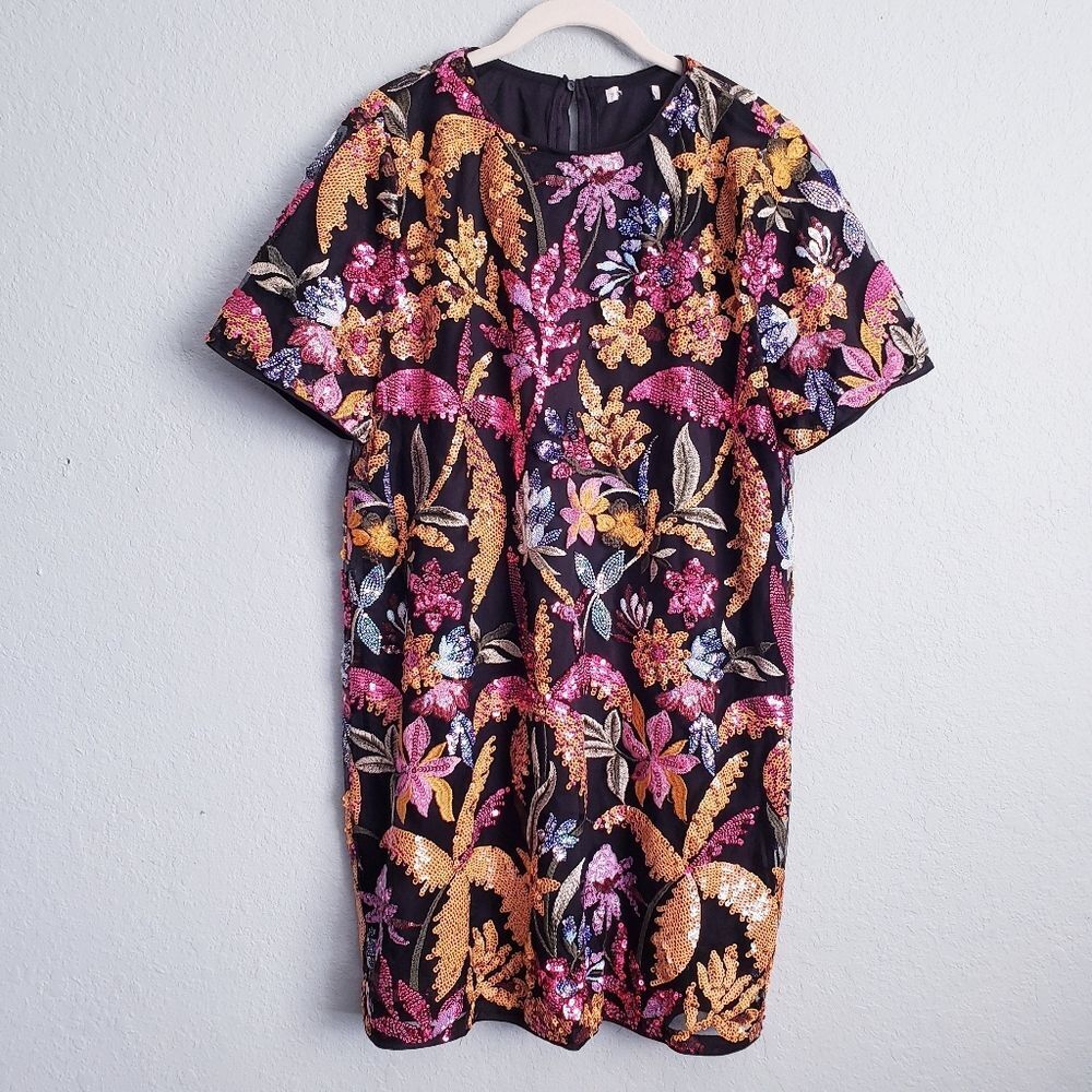 Baltic Born Patricia Floral Sequin Black Mini Dress - Picture 2 of 5